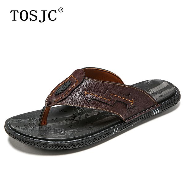 

tosjc summer men flip flops non-slip beach shoes for man slippers anti-slip casual sandals lightweight indoor flat slides hombre, Black