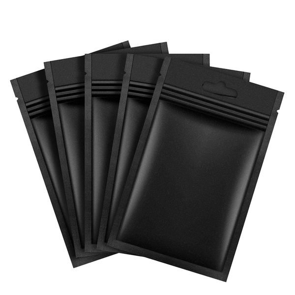 

200 pieces zipper closure bags aluminum foil bags, flat metallic mylar foil flat closure storage bags pouch (black)