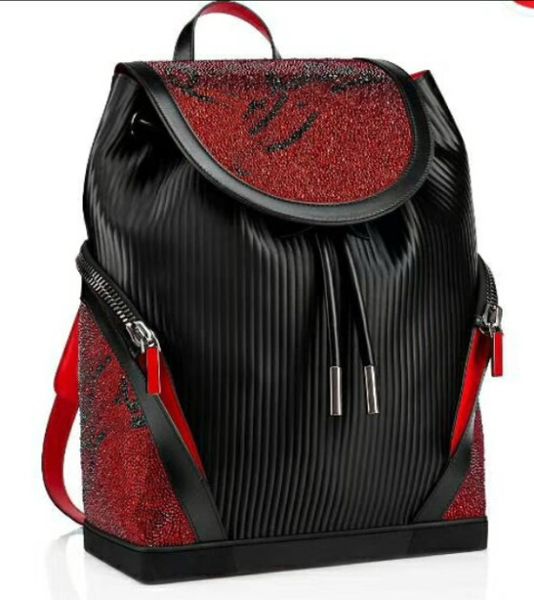 

Men women backpack real leather chool bag fa hio backpack handbag travel bag black ilver rivet
