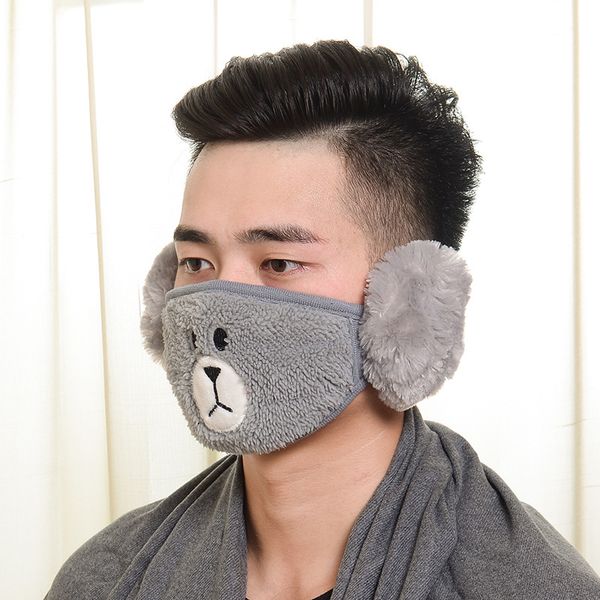 

lovely bear plush earmuff mouth mask color mix anti splash and splatte dust face mascherine cover windproof comfort respirator 3 6nh e1