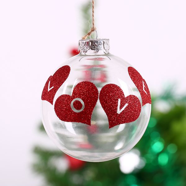 

wedding glass bauble ornament christams decoration ball/red heart love /valentines day anniversary favor event outdoor hanging