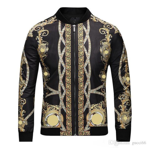 

2018 осень зима новая роскошная ветровка куртки medusa цветочного принт куртка мужчина вскользь длинные рукава верхней одежды с капюшоном ку, Black;brown