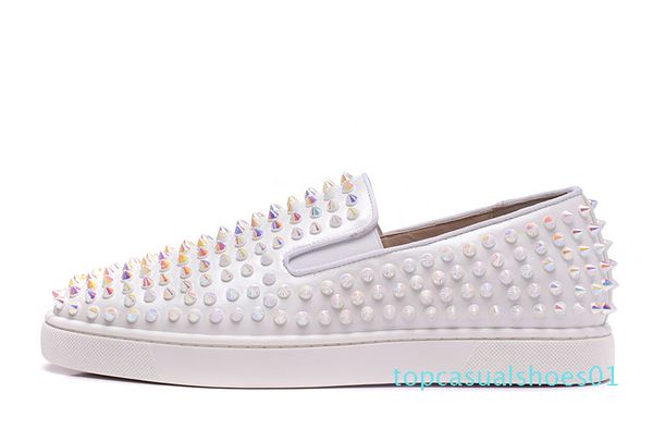 

2020 new arrival red bottoms mens women shoes fashion luxury suede leather with studded spikes rivets casual dress flats t01, Black