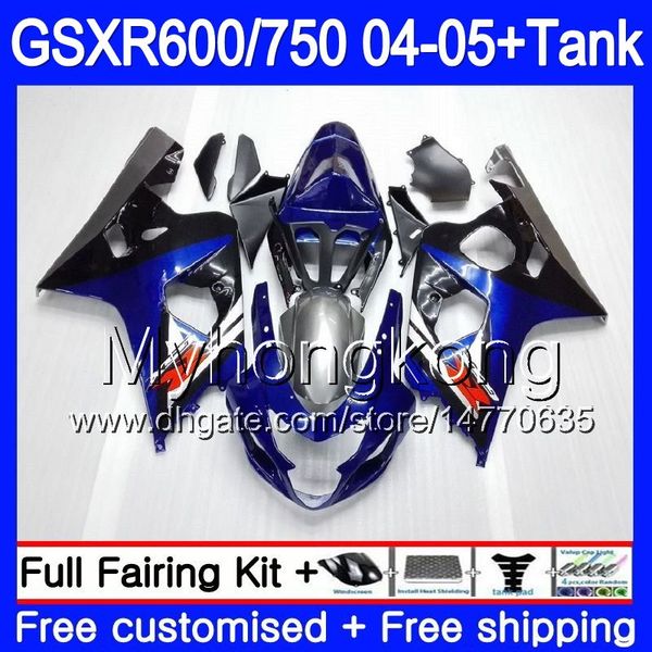 Corpo + Tanque Para SUZUKI GSXR 750 GSX R750 K4 GSXR 600 GSX-R600 04 05 295HM.9 GSXR-750 GSXR600 azul escuro estoque 04 05 GSXR750 2004 2005 Carenagens