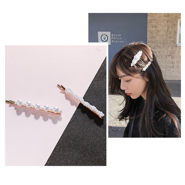 

1pc fashion women pearl hair clip snap barrette stick hairpin bobby hair accessories