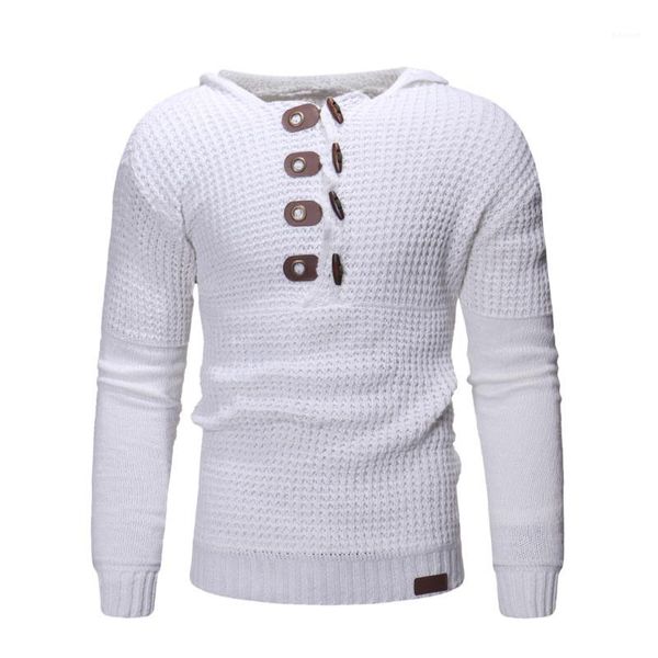 

designer sweaters casual loose mens hooded sweaters fashion pullover solid color males clothing personality buttons mens, White;black
