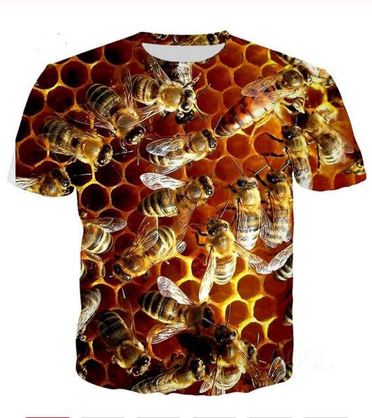 

new fashion mens / womans bees honey shirt summer style funny 3d print casual t-shirt plus size t094, White;black