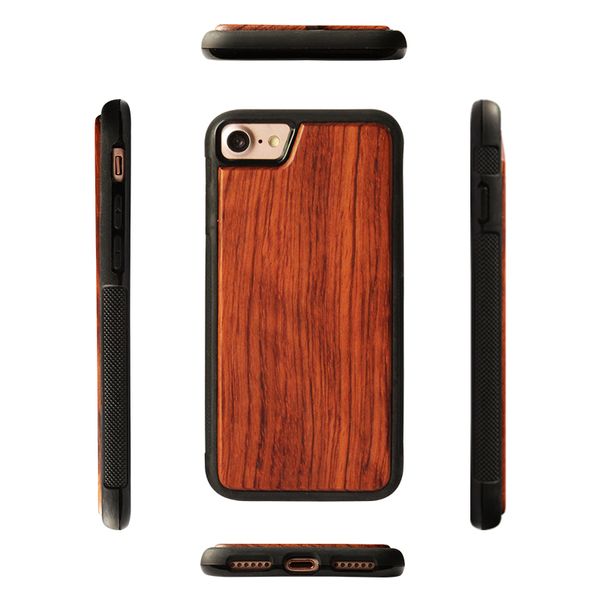 Luxury Retro Wood +Soft Rubber Phone Case For Iphone 7 8 6s plus XS MAX XR anti-knock Mobile Cover Real Wooden Bamboo Cellphone Case