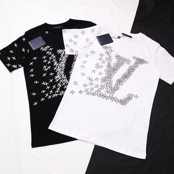 

2020 французский стиль ранней весной и летом последняя мода самолет письмо печати мужчины и женщины высокое качество минималистский смесь хл, White;black