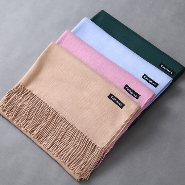 

women solid color cashmere scarves with tassel lady winter autumn long scarf female shawl men scarf, Blue;gray