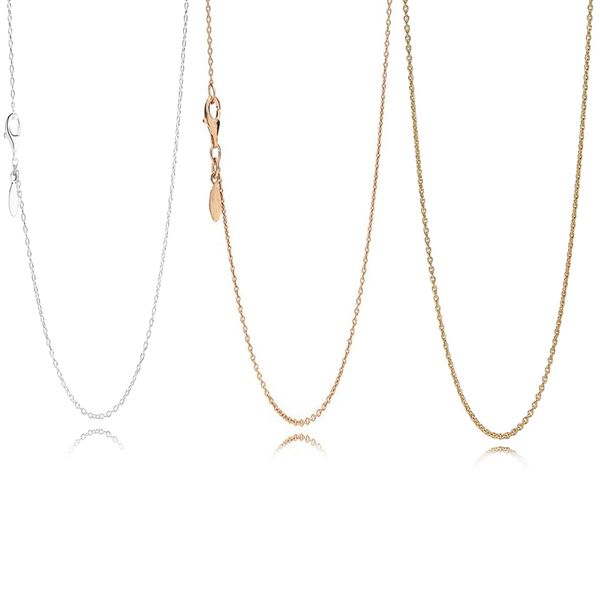 

2019 s925 sterling silver 3 colors necklace chain fit original pandoras basic choker pendant necklaces diy beads jewelry
