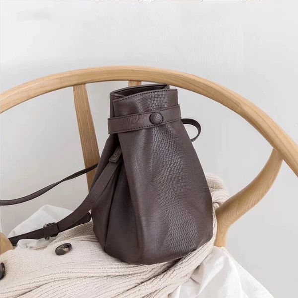 

korean style women sling bags small shoulder bag belts lizard pattern crossbody bucket bags purses and handbags