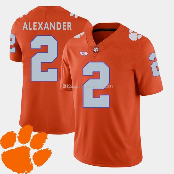 

mackensie alexander #2 stitched men's clemson tigers leggett #16 orange white purple customize college football jersey, Black
