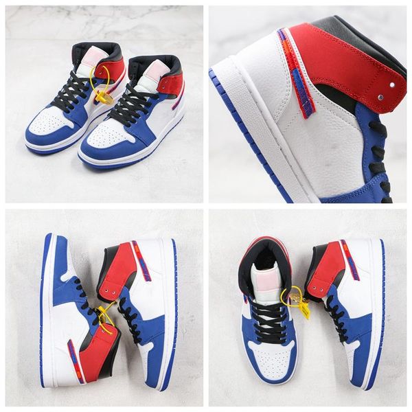 

2020 new quality mens basketball shoes mid color hook white blue red contrast color stitching middle 852542-146 number size36-45