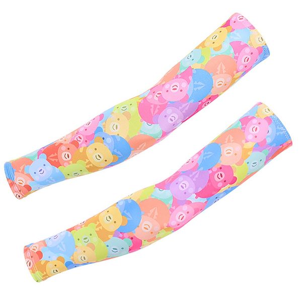 

children uv protection arm sleeve dust-proof sunshade ice silk elbow protection cover kids outdoor sportswear 1 pair, Black;gray