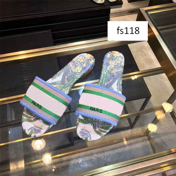 

wholesale women slippers brand sandals flat designer shoes slide dazzle flowers embroidery sandal floral striped beach flip flops 3, Black