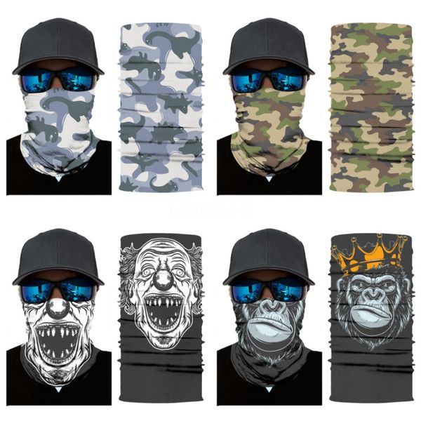 

men women's turban magic skull scarf outdoor sports bicycle riding headband bike cycling balaclava neck tube warmer bandanas face ma#25, Blue;black