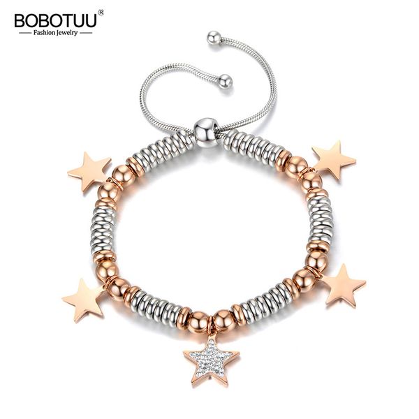 

bobotuu классические бусы из нержавеющей стали браслеты для женщин star / сердце / бабочки / elephant дизайн шарм браслет ювелирные изделия, White