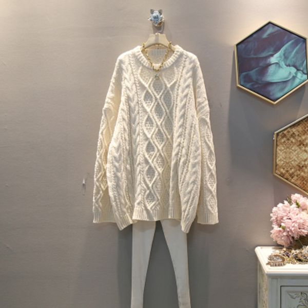 

ewq] 2020 весна осень новый шаблон круглый воротник твердые вязание темперамент пуловеры высокое качество свитер женщины 19c-a113-07-0, White;black