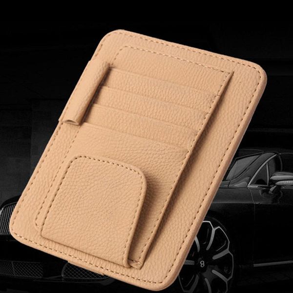 

car sun visor leather multi-function storage folder paper clip card holder glasses folder pen holder sunglasses storage pen bag