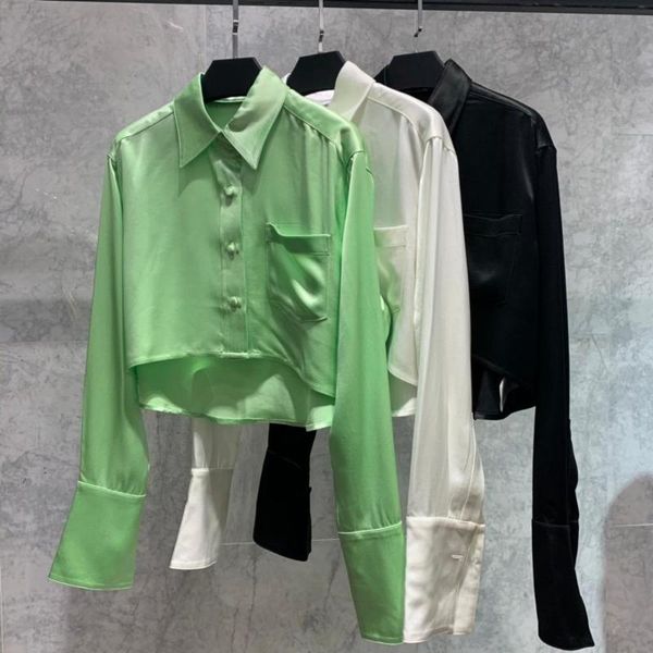 

2020ss spring new women short shirt blouse female long sleeve blouse 3 color gdnz 2.10, White