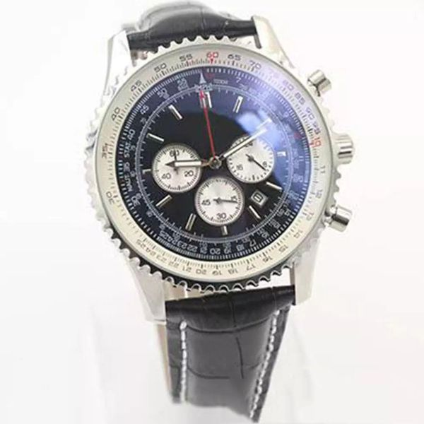 

watch sale quartz watch black dial fluted case black leather belt fluted case 1884 navitimer wristwatch, Slivery;brown