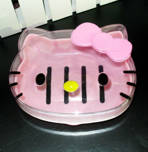

new sweet hello kitty head soap holder / case : clear face yey-1012