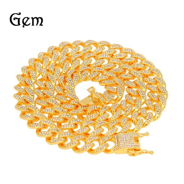 

iced из цепи для mens ювелирных изделий полный rhinestone алмазный и mens ожерелье золота хип-хоп bling цепи ювелирных мужчин кубинский звен, Black