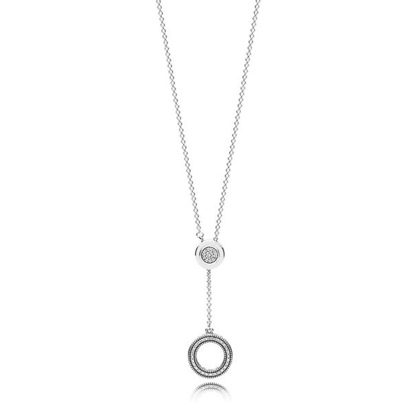 

new 2018 100% 925 sterling silver signature пандора ожерелье clear cz loving подходящий подарок ключицы цепи женщин diy ювелирные изделия