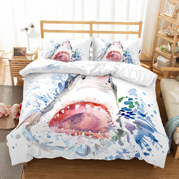 Cartoon 3d Shark Printing Bedding Set Duvet Cover Pillowcases 2019