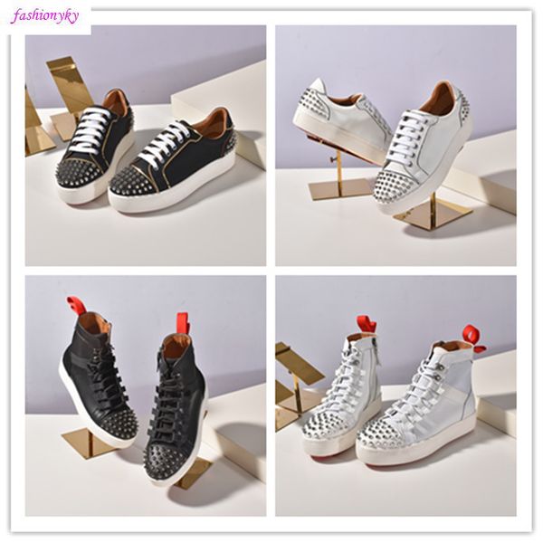

latest new krystal spike sock donna sneakers designer mens red bottoms shoes womens rivet flat shoes size 35, Black