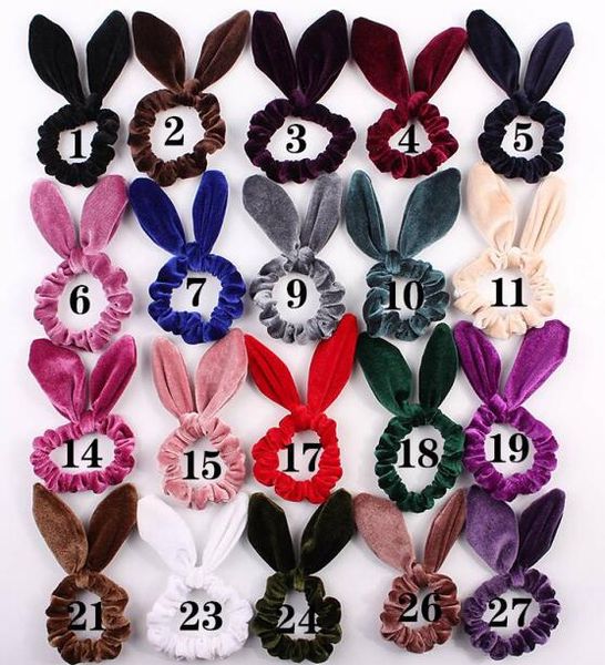 Donne Ragazze Velluto Orecchie da coniglio Elastico Corda per capelli Cravatte per capelli Accessori Coda di cavallo Orecchie di coniglio Fascia per capelli Fascia per capelli Scrunchy 100 pezzi FJ3363