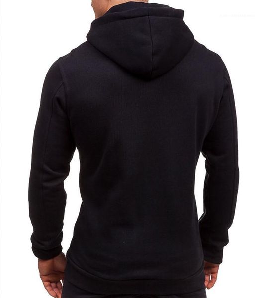 

sleeve pullover hooded with zipper solid color homme sweatshirt mens designer casual hoodies fashion long, Black