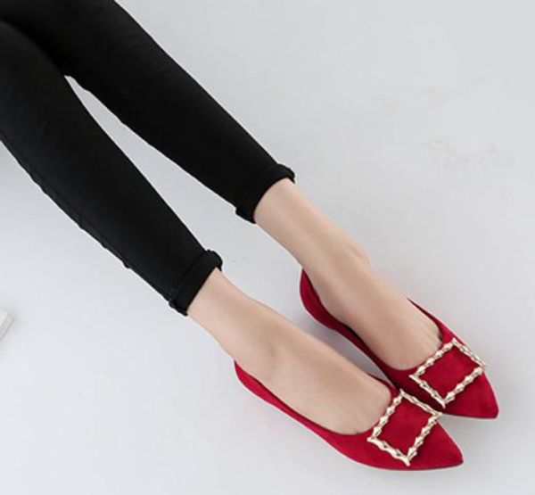 

2019 women's shoes in spring and autumn with new style flat bottom pointed end suede #w149, Black