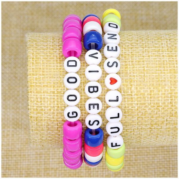 

3pcs/set new rainbow rice beaded bracelet friendship bracelets hand woven letter luxury designer jewelry women bracelets gifts, Black