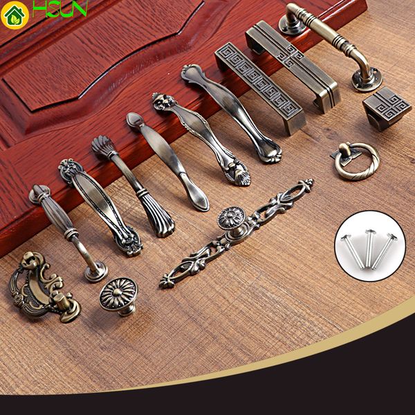 2019 European Zinc Alloy Green Bronze Cabinet Handles Wadrobe Door