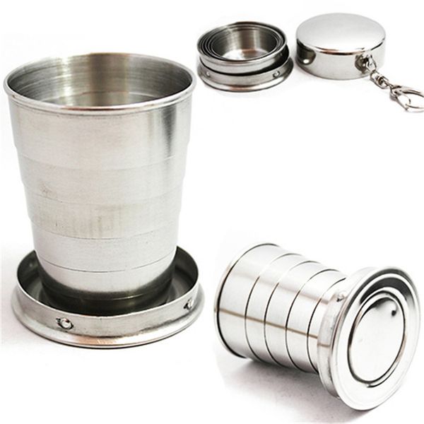 75 ML 250 ML Mini Copo De Aço Inoxidável Portátil Dobrável de Viagem Copo Dobrável Telescópico Copos de Vinho para Casa Cozinha Bar DLH066