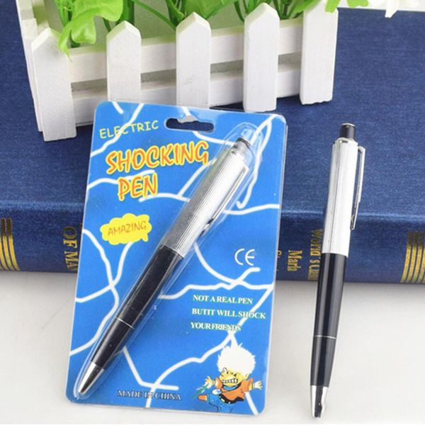 

ballpoint pens spoof fancy funny ball point pen toy shocking electric shock gift joke prank trick fun novelty electric shock pen tnt, Blue;orange