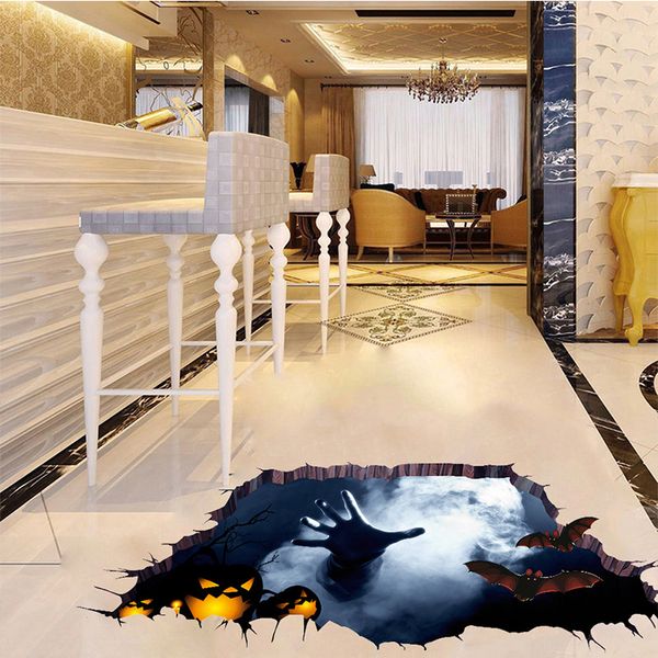 

halloween 3d view wall sticker horror floor mural removable decal home decor xhc88