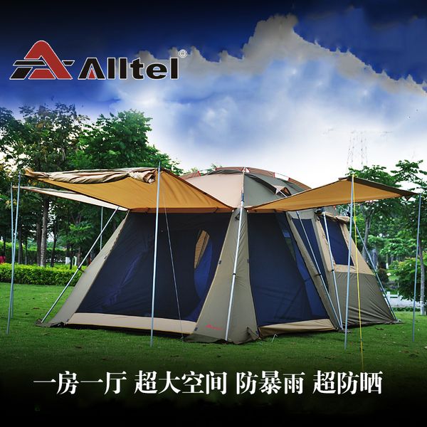 

alltel genuine 3-4 people one hall one bedroom camping double layer waterproof ultralarge outdoor tent