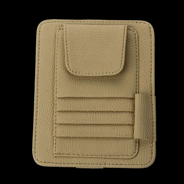 

car sun visor glasses holder clip pack pu leather id storage bag c66