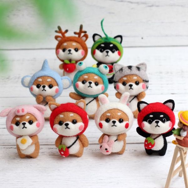 

christmas doll wool felt craft diy non finished poked set handcraft kit for needle material bag pack e65b
