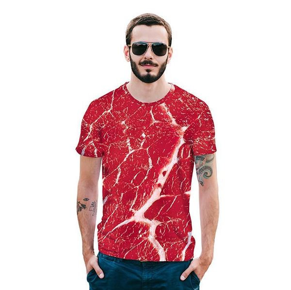 

2018 summer and the new shirt digital 3d beef men t-shirt street young short sleeved shirt, White;black