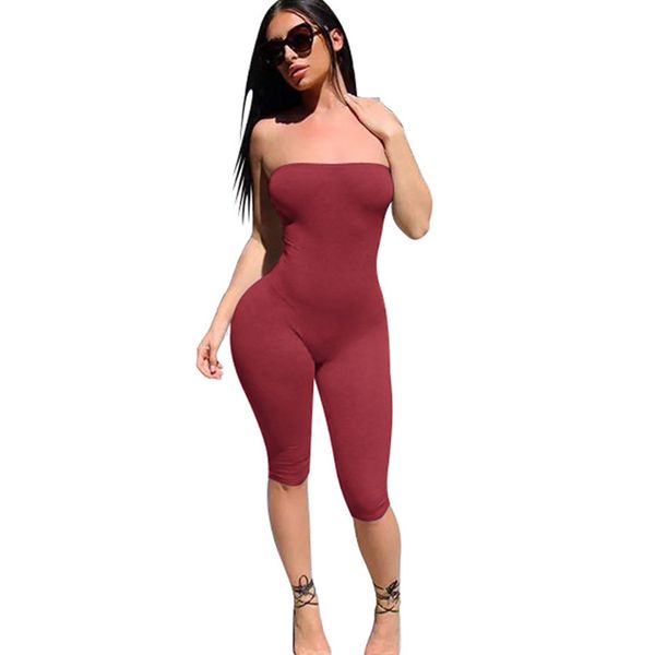 

skinny strapless tube romper sleeveless streetwear female 2019 women bodycon playsuits and jumpsuits, Black;white
