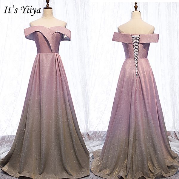 

it's yiiya evening dress 2019 elegant boat neck off shoulder party formal gown contrast color a-line floor length plus size e997, White;black