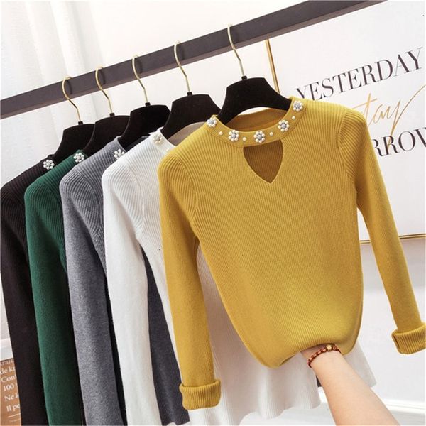 

women sweaters sweater women sweety pearl v neck yellow ladys sweater spring slim pullover female pull pink sweater for jumper knit, White;black