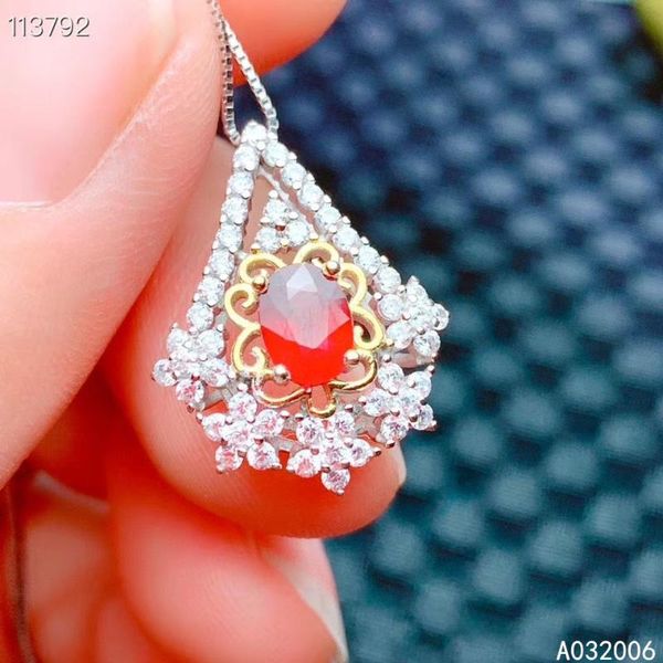 

kjjeaxcmy fine jewelry 925 silver inlaid natural ruby gemstone classic necklace ladies pendant support check