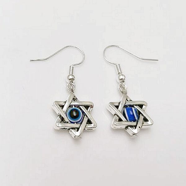 

Hot Sell ! 20 pair *GOOD LUCK EVIL EYE STAR* Star of David Protection SP Earrings Kabbalah Wicca (z705)