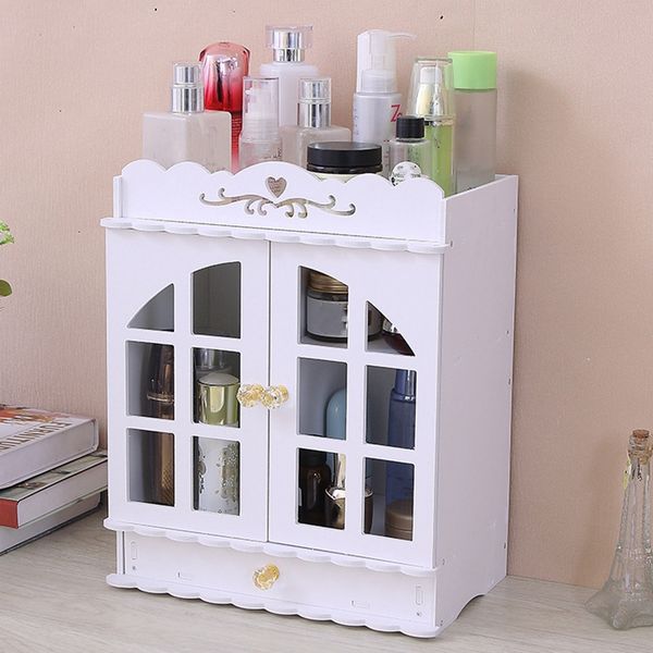 

waterproof wood storage box dressing table cosmetic storage box shelf bathroom drawer