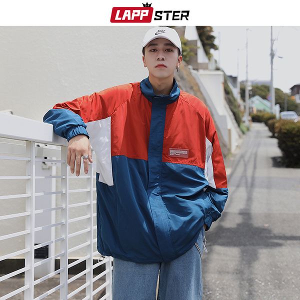 

lappster men color block harajuku jackets 2019 autumn mens japanese streetwear windbreaker jackets hip hop korean jacket coats, Black;brown